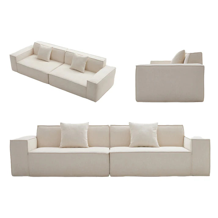 Large High Back Beige Home Settee Compressed Sofa