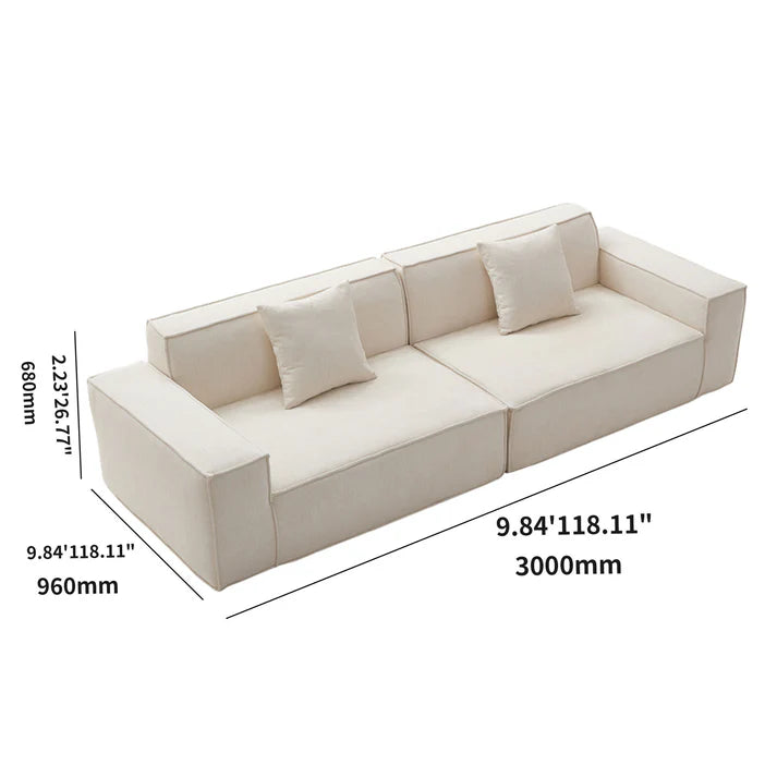 Large High Back Beige Home Settee Compressed Sofa