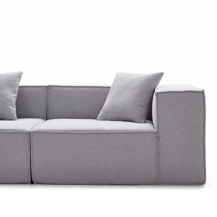 Long 3 Piece Light Grey Settee Set Compressed Sofa