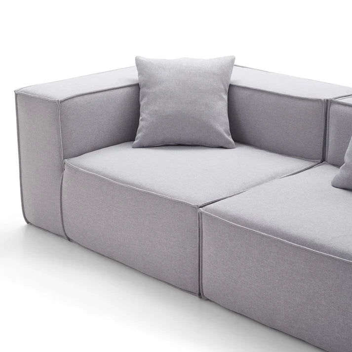 Long 3 Piece Light Grey Settee Set Compressed Sofa