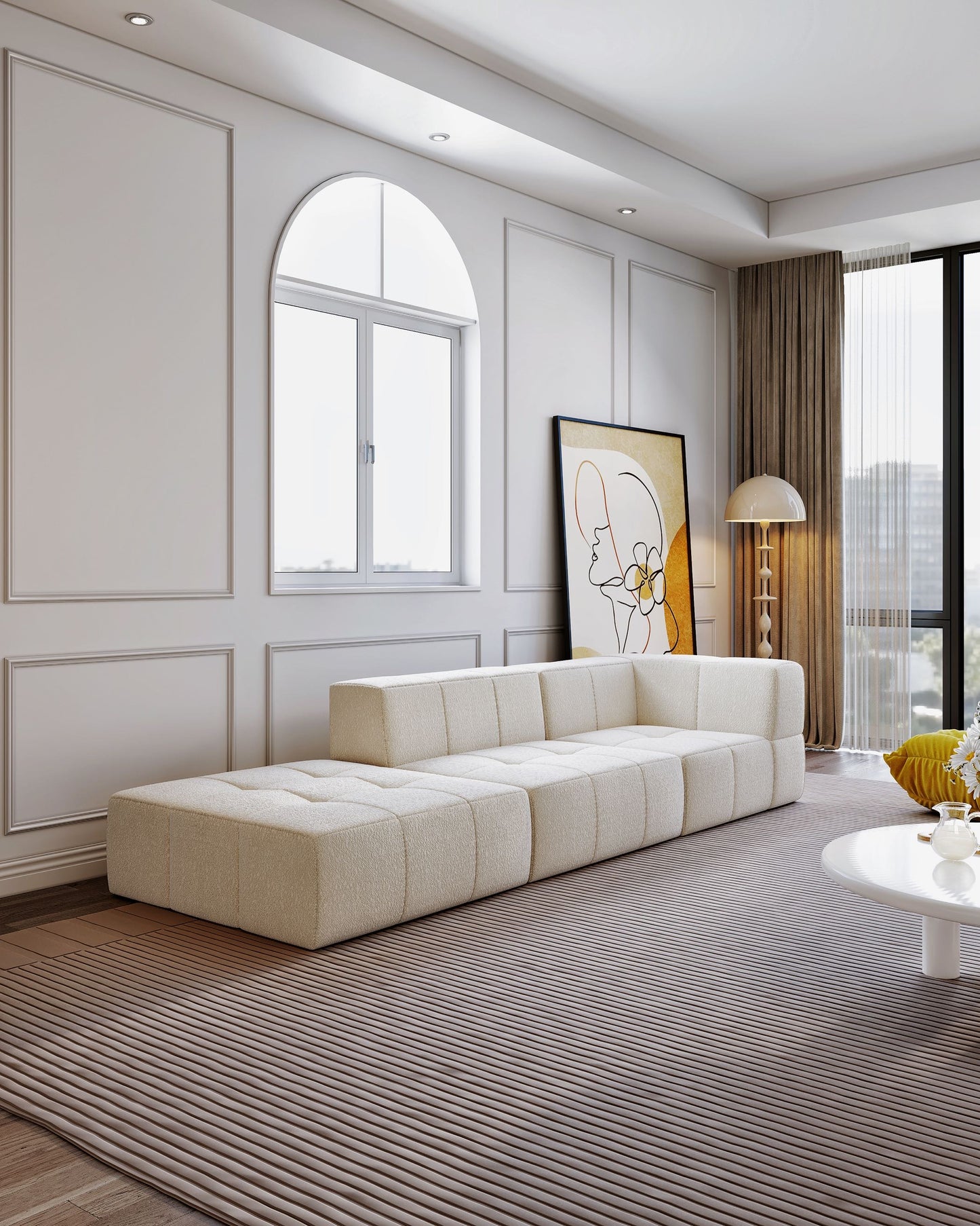 Fashionable and simple long sofa bed that can be freely spliced together Compression sofa