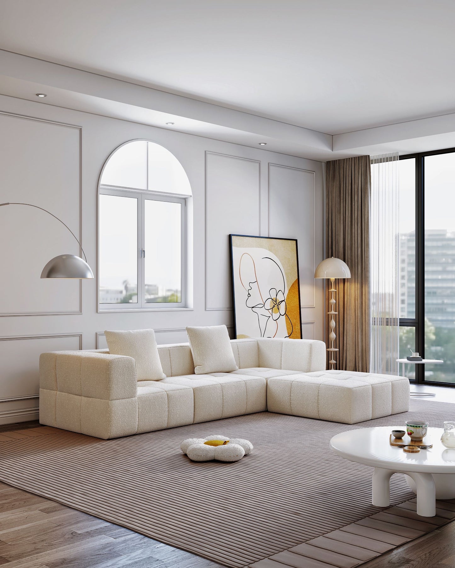 Fashionable and simple long sofa bed that can be freely spliced together Compression sofa