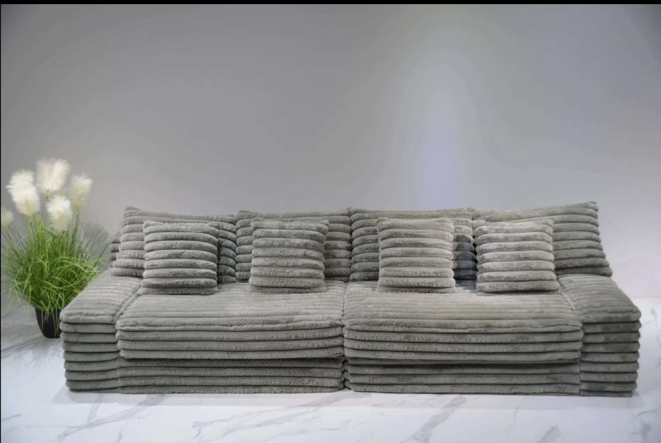 Large Double Chaise Lounge Couch-in-a-Box Compressed Sofa