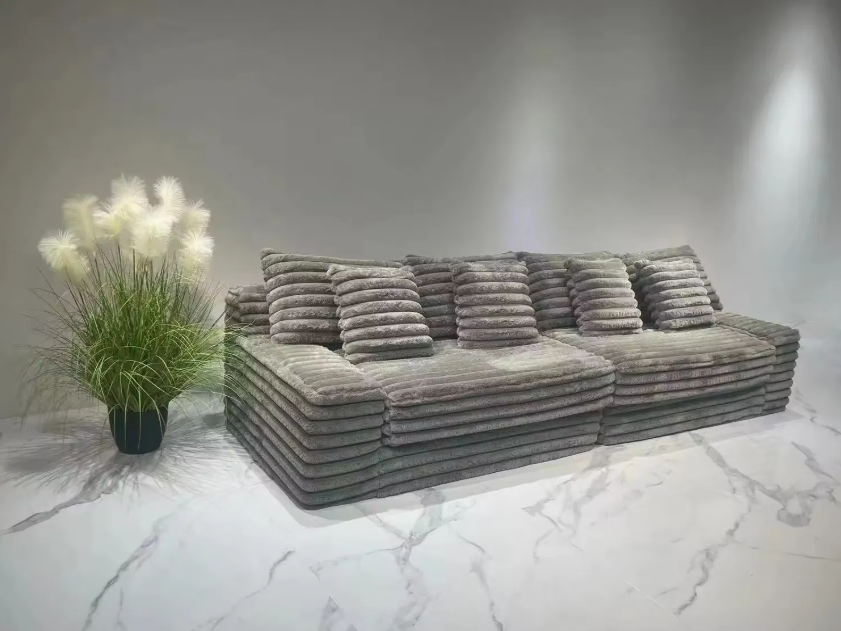 Large Double Chaise Lounge Couch-in-a-Box Compressed Sofa