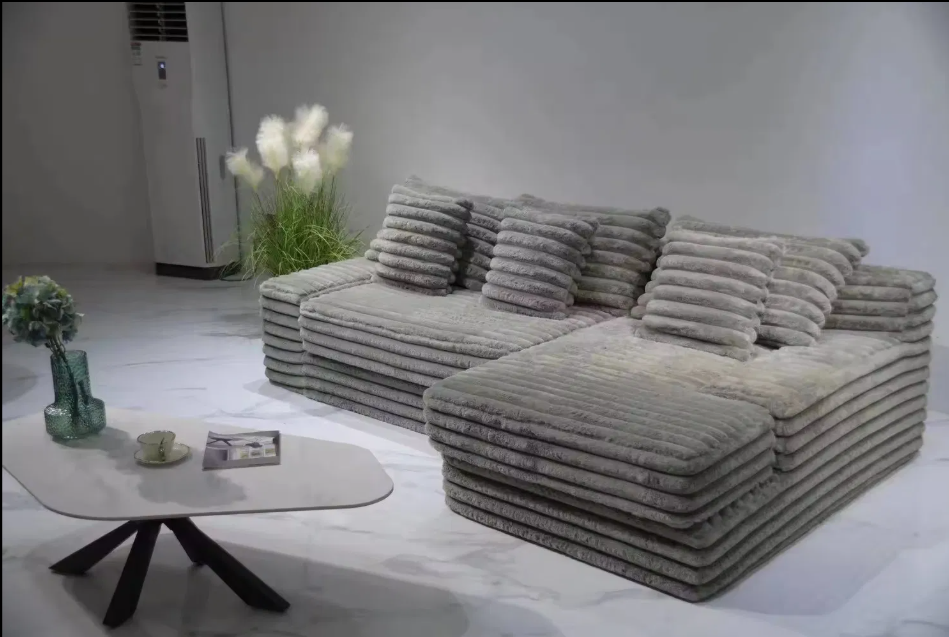 Large Double Chaise Lounge Couch-in-a-Box Compressed Sofa