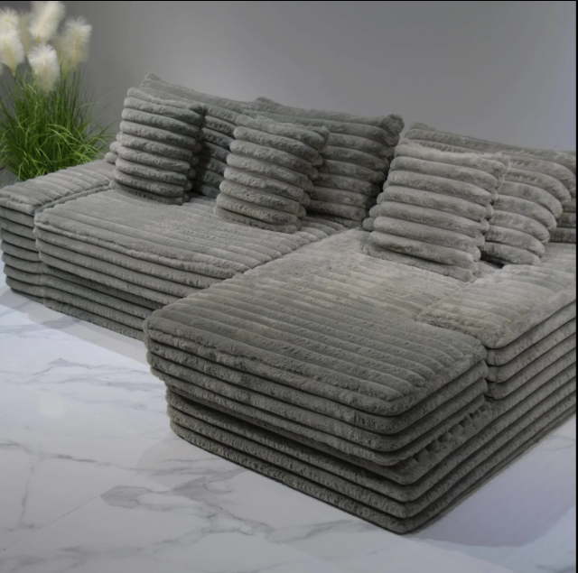 Large Double Chaise Lounge Couch-in-a-Box Compressed Sofa