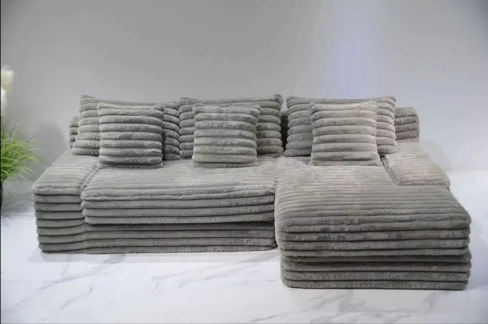 Large Double Chaise Lounge Couch-in-a-Box Compressed Sofa