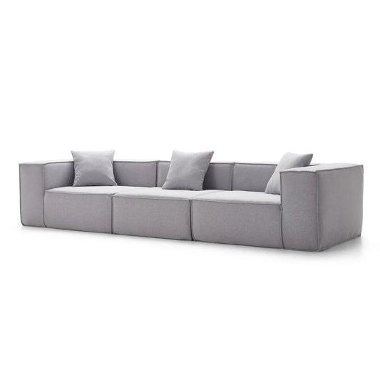 Long 3 Piece Light Grey Settee Set  Compressed Sofa